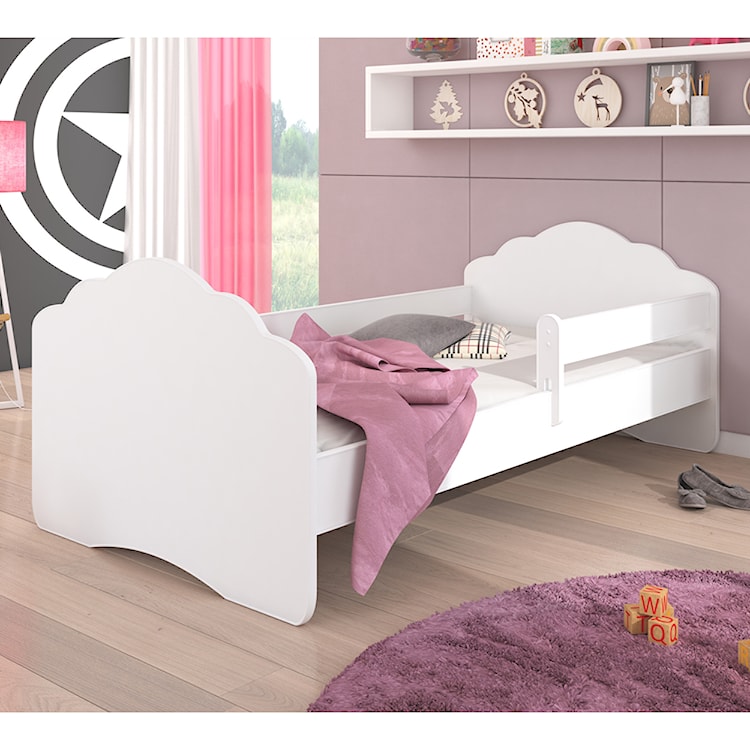 Łóżko dziecięce Sissa 160x80 cm białe z barierką  - zdjęcie 3
