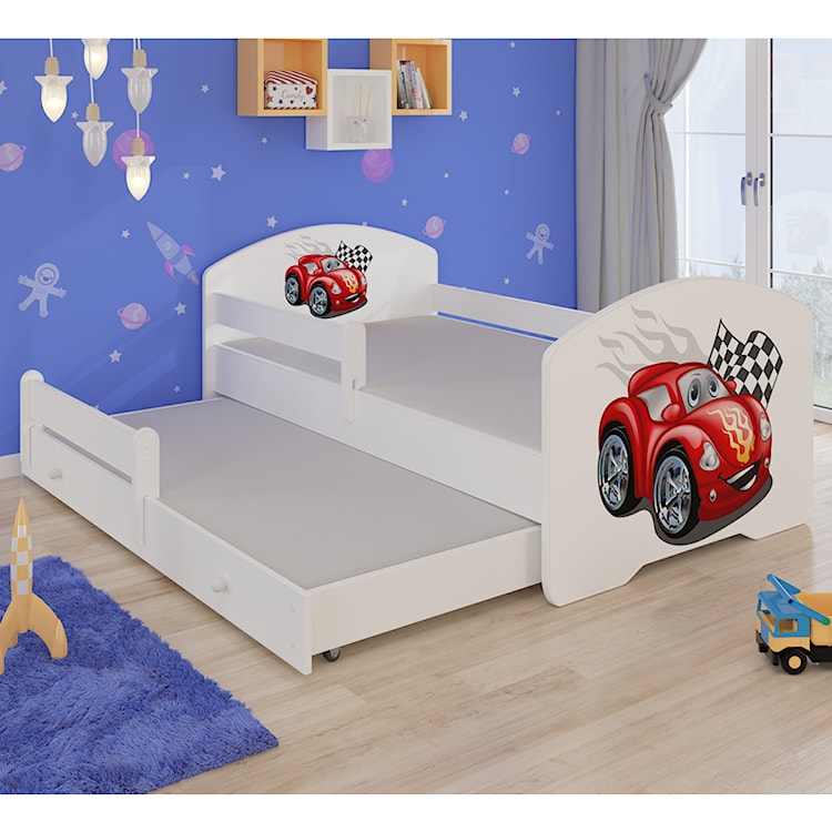 Łóżko dziecięce podwójne Blasius 160x80 cm z Autem z barierką  - zdjęcie 2