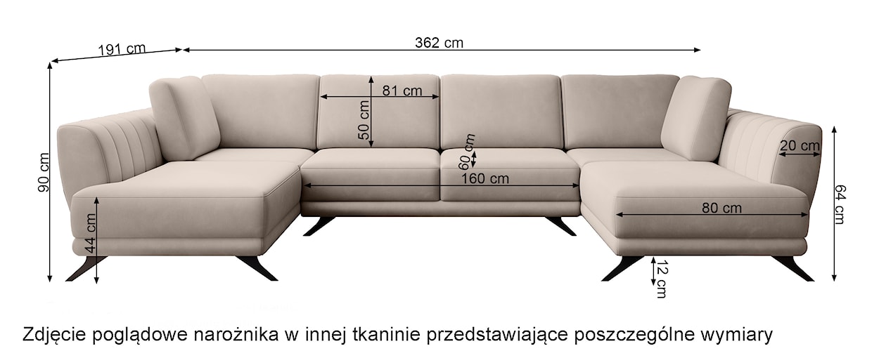 Narożnik z funkcją spania Elperal U-kształtny z pojemnikiem uniwersalny ciemnoszary velvet  - zdjęcie 4