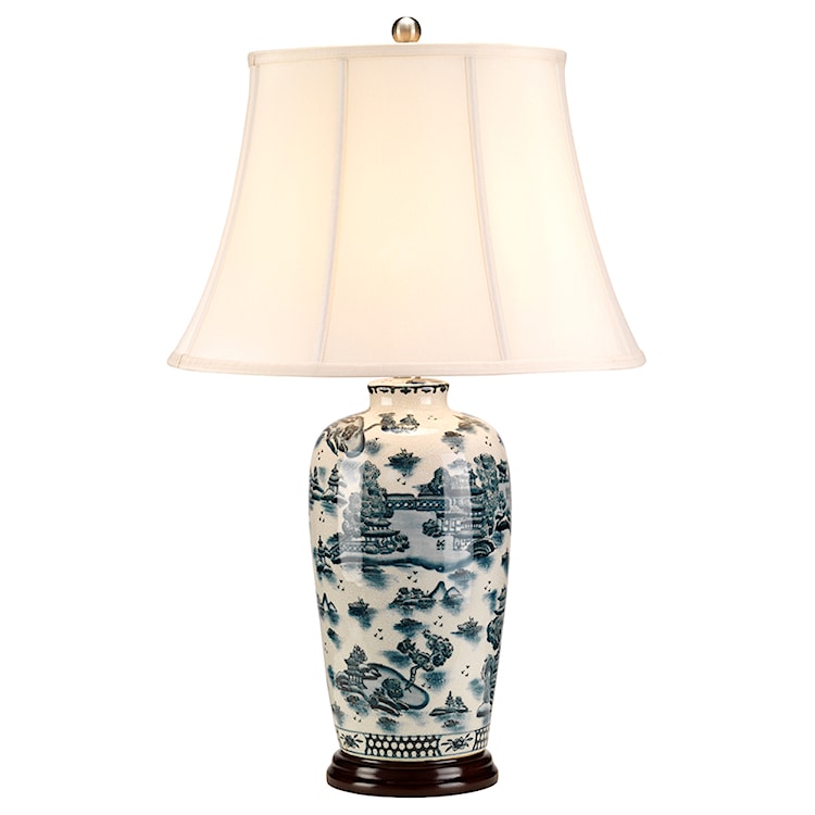 Lampa stołowa Bloen z porcelany biała/niebieska  - zdjęcie 3
