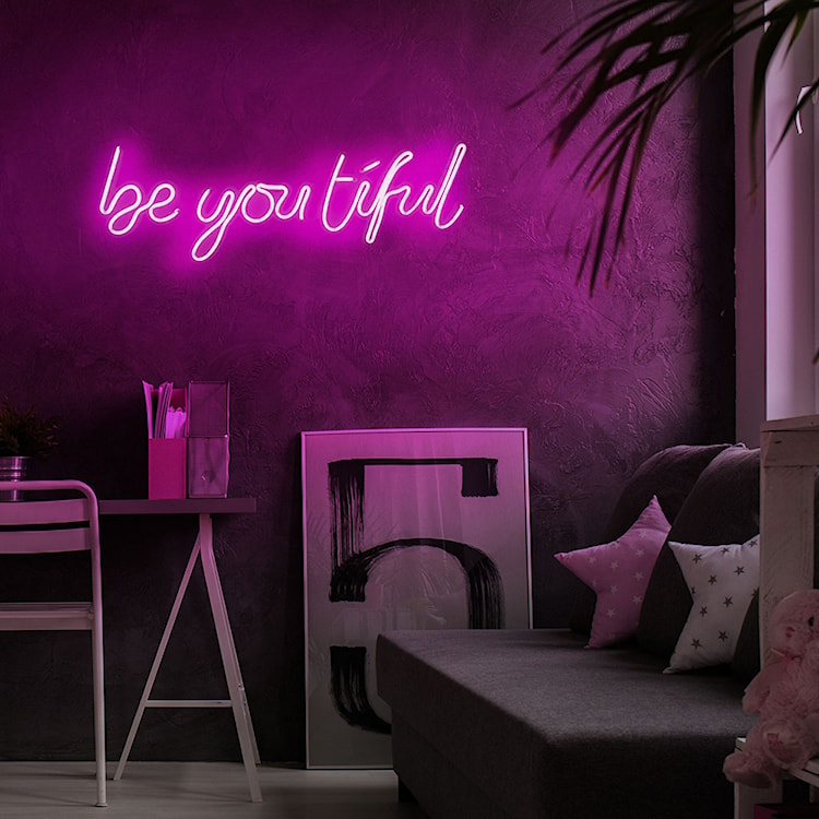 Neon na ścianę Letely z napisem BeYOUtiful różowy  - zdjęcie 7