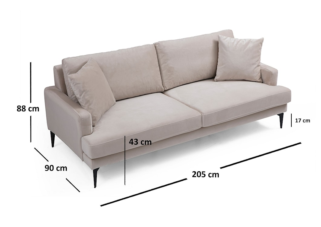 Sofa 3-osobowa Toyon 205 cm beżowa  - zdjęcie 8