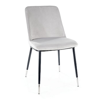 Krzesło tapicerowane Sionior jasnoszary velvet/ chromowane detale