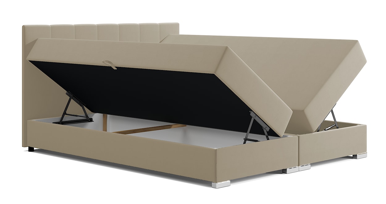 Łóżko kontynentalne 180x200 cm Moluki z pojemnikami jasnobeżowe velvet  - zdjęcie 3