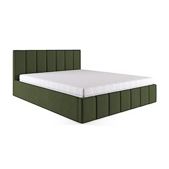 Łóżko tapicerowane 160x200 cm Vanimo zielone z pojemnikiem stelaż drewniany