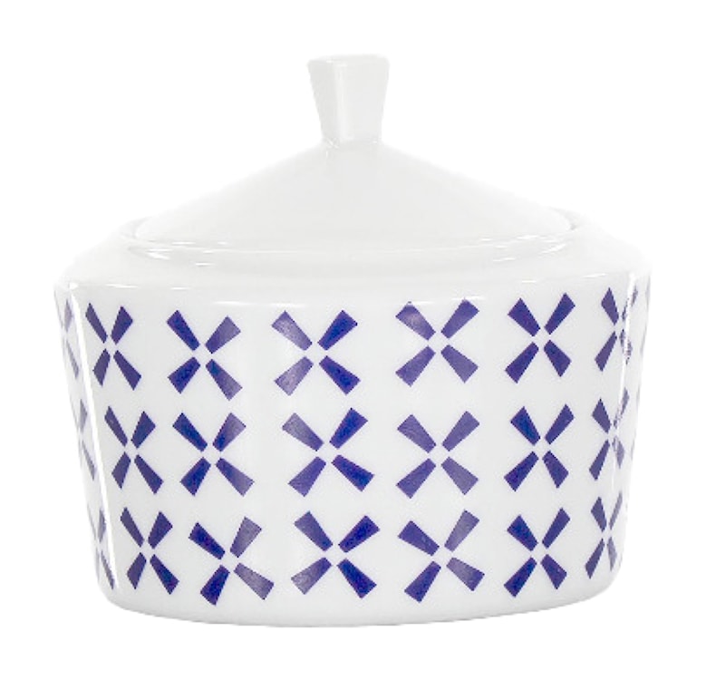 Zestaw cukiernica/mlecznik porcelanowe Folk Fusion II biało-niebieski  - zdjęcie 2