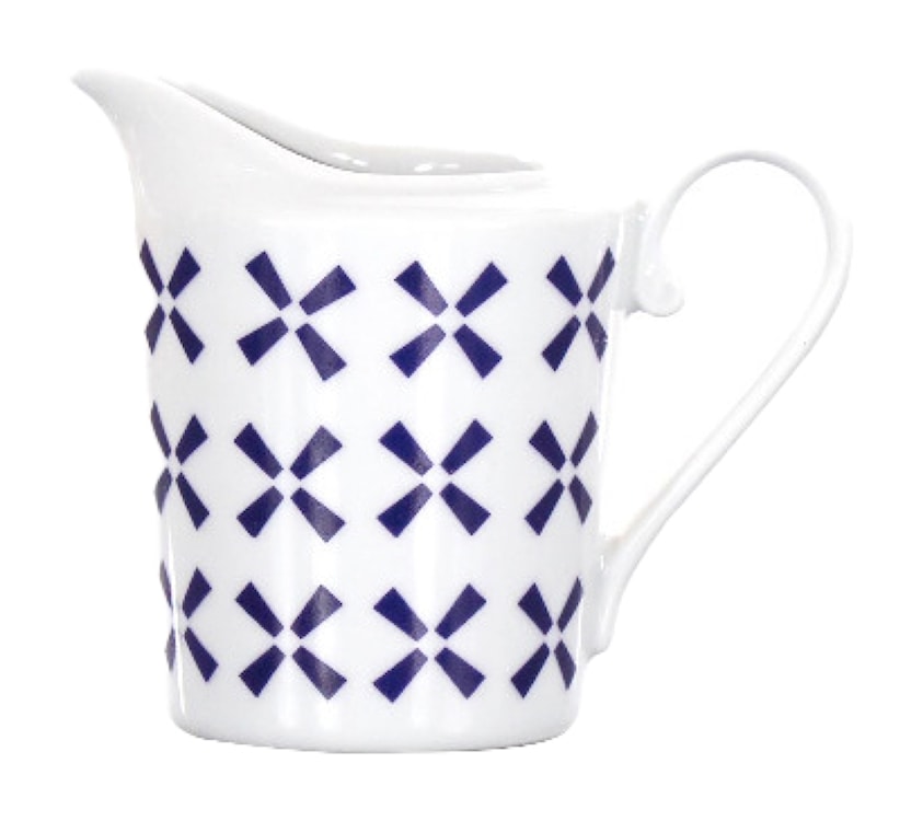 Zestaw cukiernica/mlecznik porcelanowe Folk Fusion II biało-niebieski  - zdjęcie 3