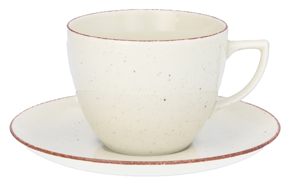Zestaw 6 filiżanek porcelanowych City beżowo-brązowy 