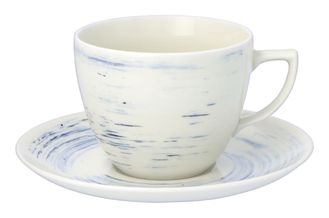 Zestaw 6 filiżanek porcelanowych City beżowo-niebieski 