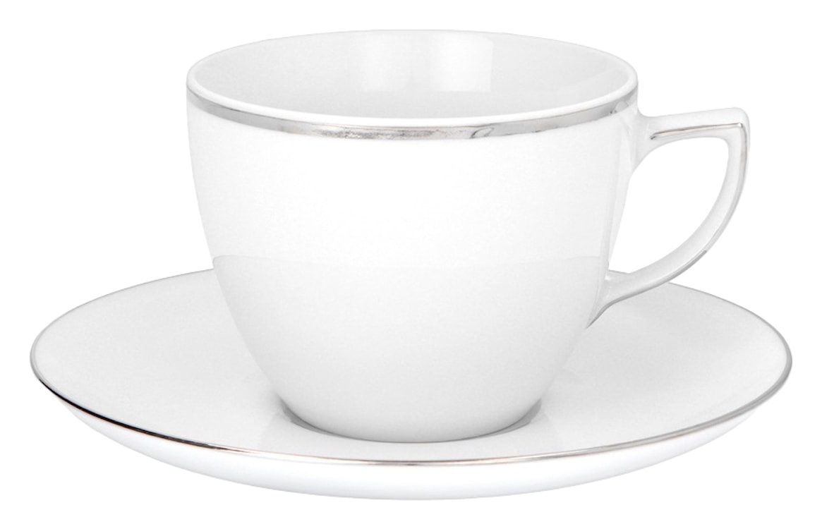 Zestaw 6 filiżanek porcelanowych City biało-srebrne 