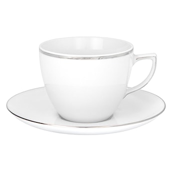 Zestaw 6 filiżanek porcelanowych City biało-srebrne