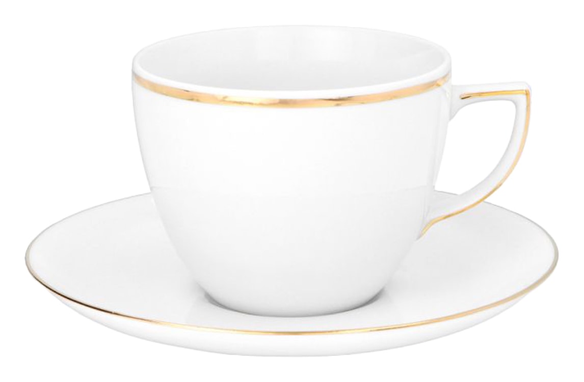 Zestaw 6 filiżanek porcelanowych City biało-złote 