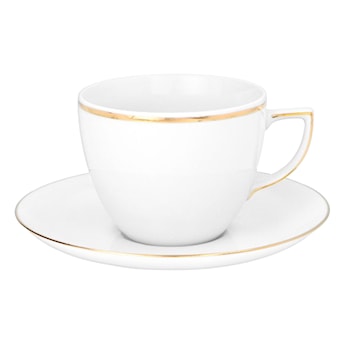 Zestaw 6 filiżanek porcelanowych City biało-złote
