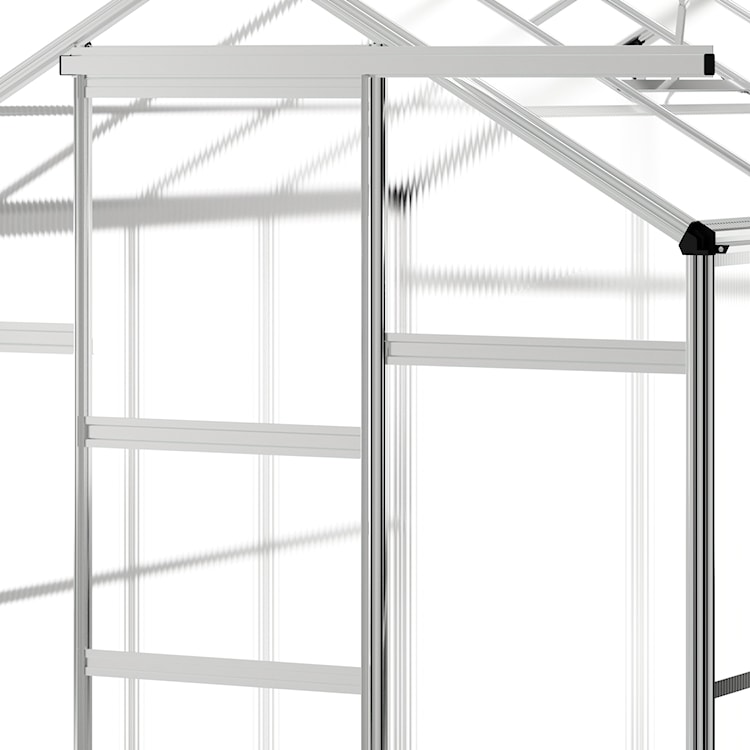 Szklarnia ogrodowa aluminiowa poliwęglanowa 4,51 m2 czterosekcyjna z fundamentem 184x245 cm srebrna  - zdjęcie 7