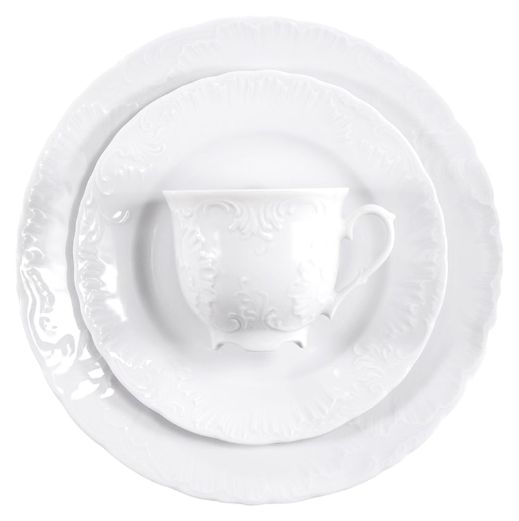 Serwis do kawy porcelanowy dla 6 os. Rococo biały 