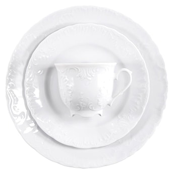 Serwis do kawy porcelanowy dla 6 os. Rococo biały