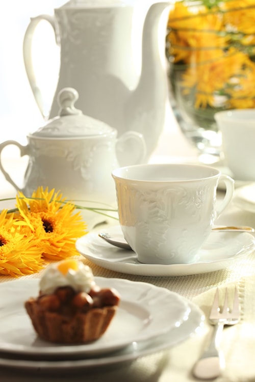 Serwis do kawy porcelanowy dla 6 os. Rococo biały  - zdjęcie 8