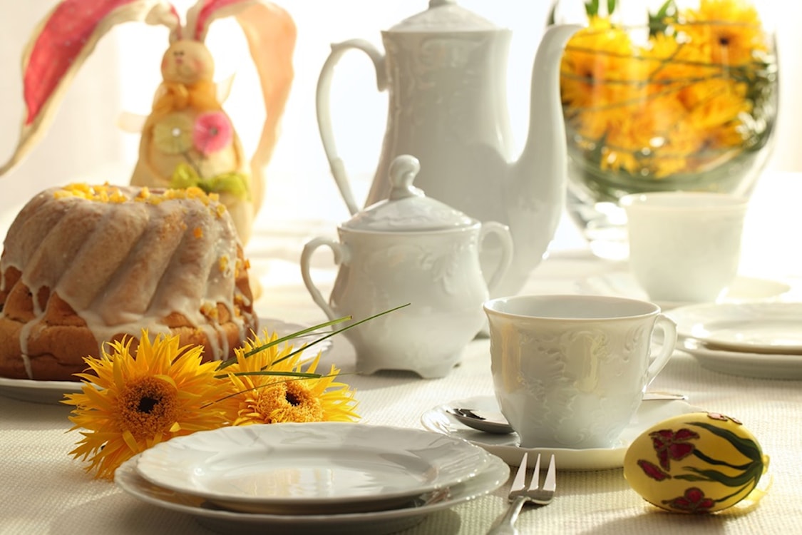 Serwis do kawy porcelanowy dla 6 os. Rococo biały  - zdjęcie 9