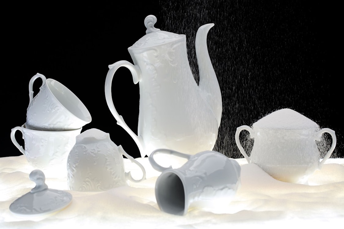 Serwis do kawy porcelanowy dla 6 os. Rococo biały  - zdjęcie 6