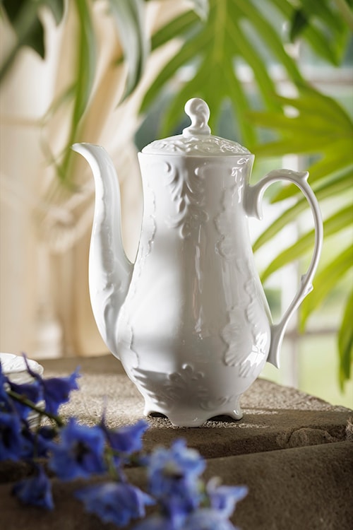 Serwis do kawy porcelanowy dla 6 os. Rococo biały  - zdjęcie 2