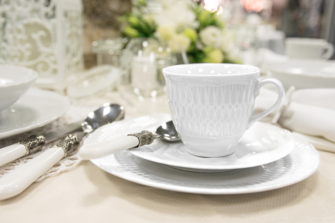 Serwis do kawy porcelanowy dla 6 os. Sofia biały  - zdjęcie 2