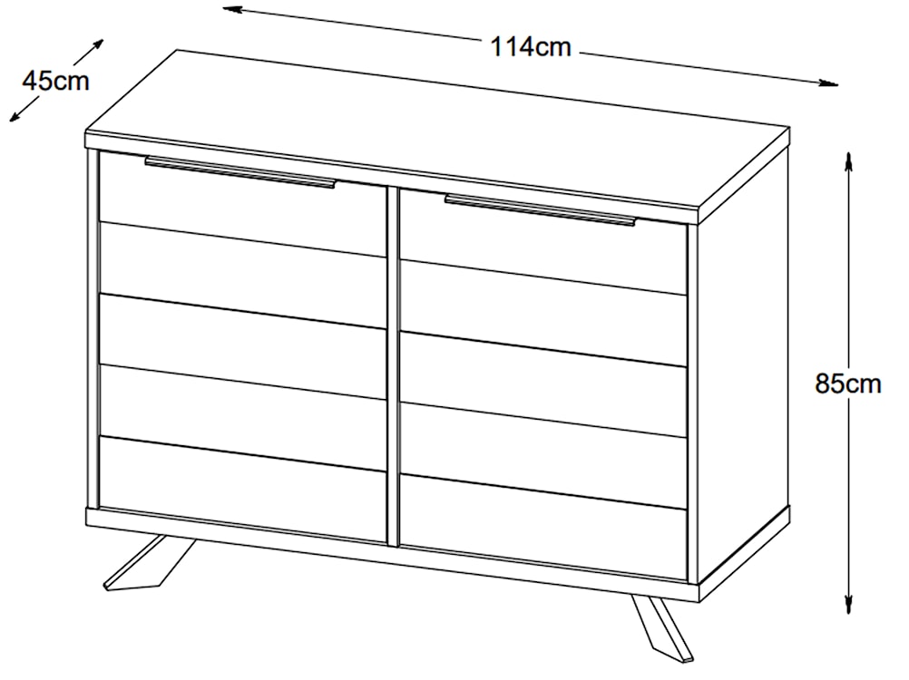 Komoda dwudrzwiowa Arno 114 cm dąb palony z czarnymi nogami  - zdjęcie 2