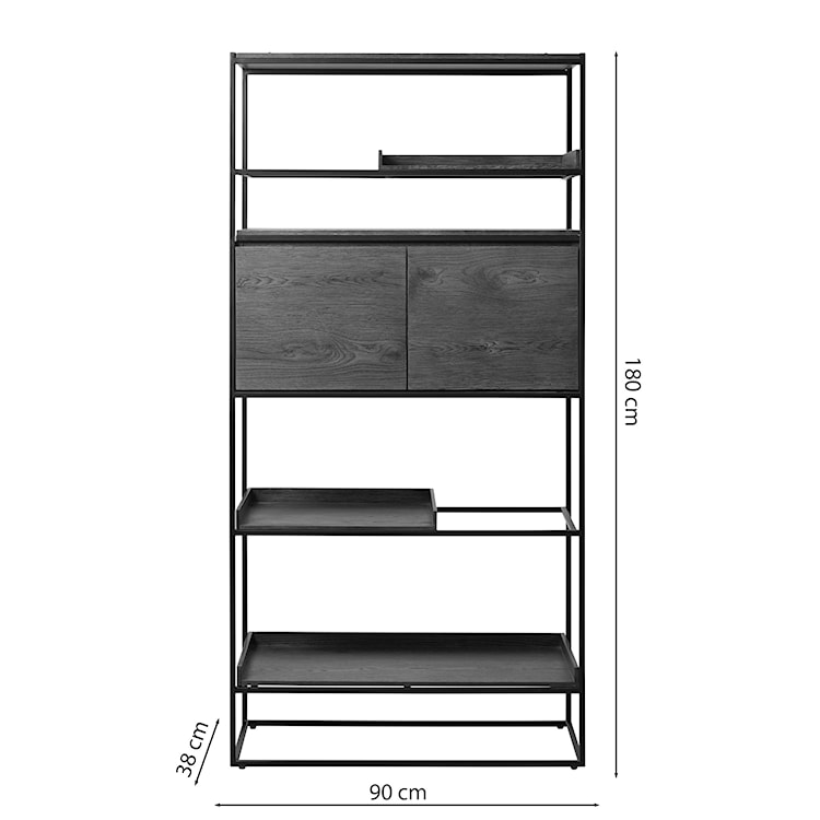 Regał wysoki Prograle 180 cm dąb/czarny  - zdjęcie 2