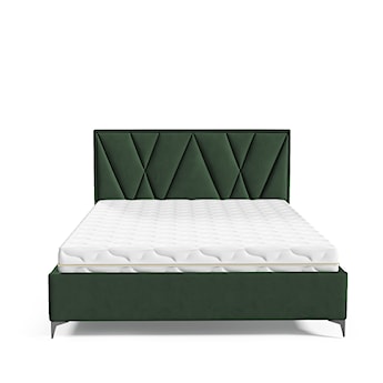 Łóżko tapicerowane 160x200 cm Sermide z pojemnikiem butelkowa zieleń welur łatwoczyszczący