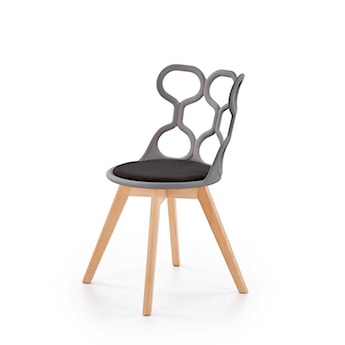 Krzesło z tworzywa Delle z popielatym ażurowym oparciem