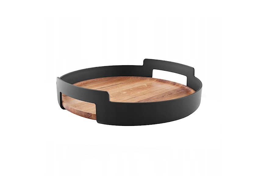 Taca do serwowania Nordic Kitchen dębowa średnica 35 cm czarna 