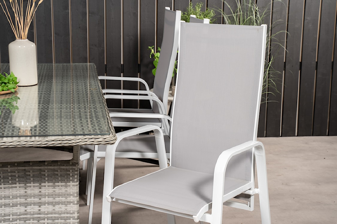 Krzesło ogrodowe z regulowanym oparciem Misando aluminium szare  - zdjęcie 4