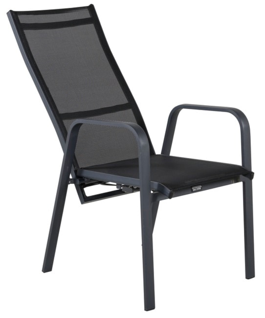 Krzesło ogrodowe z regulowanym oparciem Misando aluminium czarne