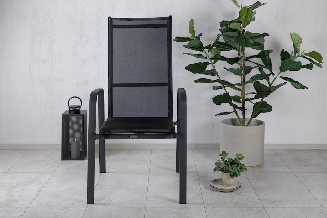 Krzesło ogrodowe z regulowanym oparciem Misando aluminium czarne  - zdjęcie 2