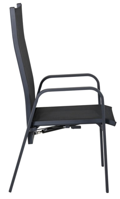 Krzesło ogrodowe z regulowanym oparciem Misando aluminium czarne  - zdjęcie 4