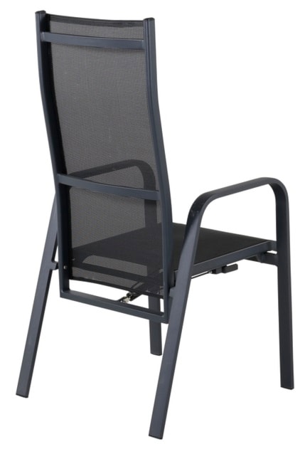 Krzesło ogrodowe z regulowanym oparciem Misando aluminium czarne  - zdjęcie 5