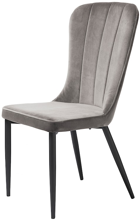 Krzesło tapicerowane Edodes czarne nogi szary velvet