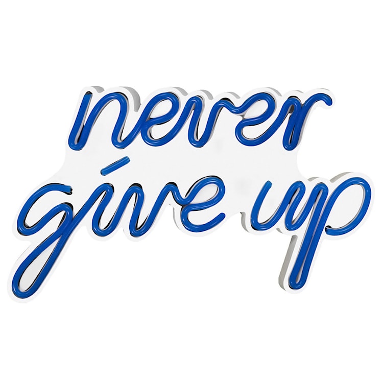 Neon na ścianę Letely z napisem Never Give Up niebieski 