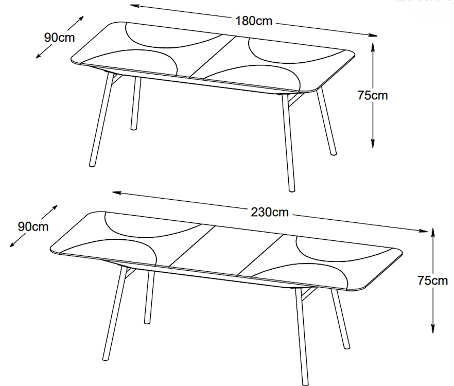 Stół rozkładany Chesseo 90x180-230 cm na metalowych nogach dąb espresso  - zdjęcie 6