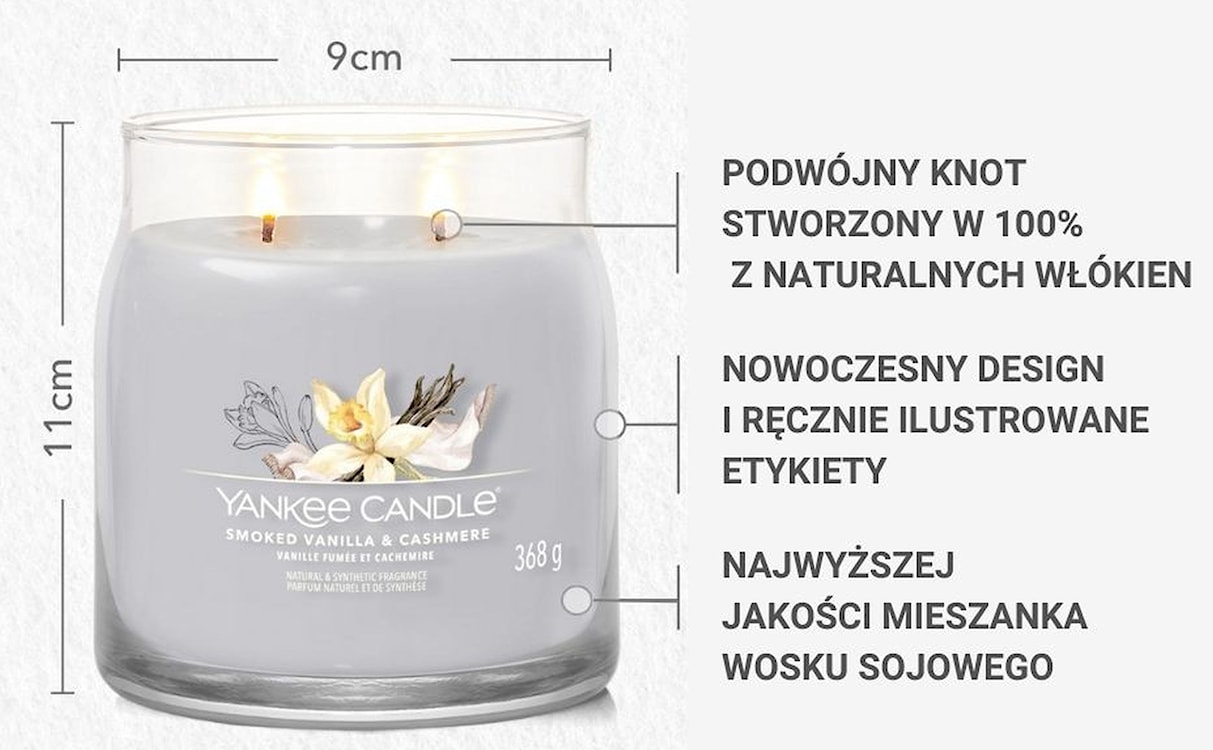 Świeca zapachowa Yankee Candle Smoked Vanilla & Cashmere 368 g  - zdjęcie 4