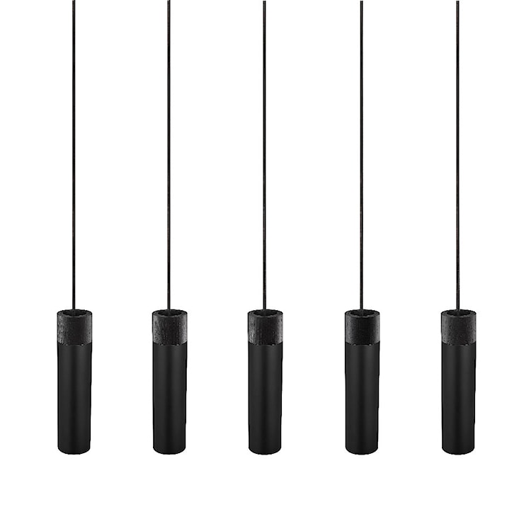 Lampa wisząca Tilo x5 czarna z drewnianym pierścieniem  - zdjęcie 5