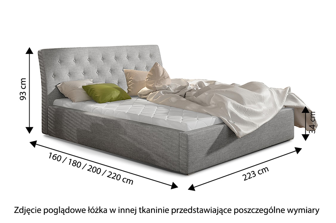 Łóżko tapicerowane Banjani 200x200 cm z pojemnikiem szare  - zdjęcie 5