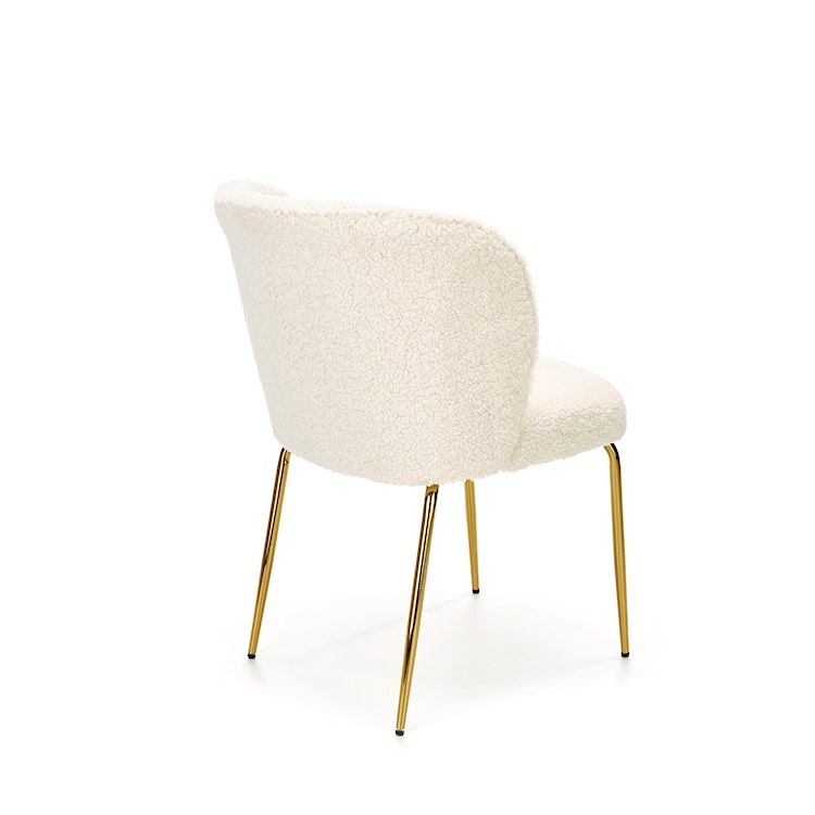 Krzesło tapicerowane Peyad tkanina beżowa bouclé na złotej podstawie  - zdjęcie 3