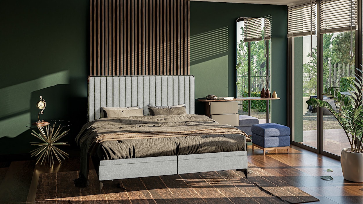 Łóżko tapicerowane 140x200 cm Fagnano z pojemnikami szare  - zdjęcie 4