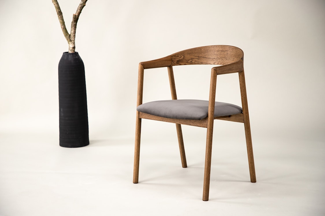 Krzesło drewniane Axeness dąb/ szare siedzisko  - zdjęcie 2