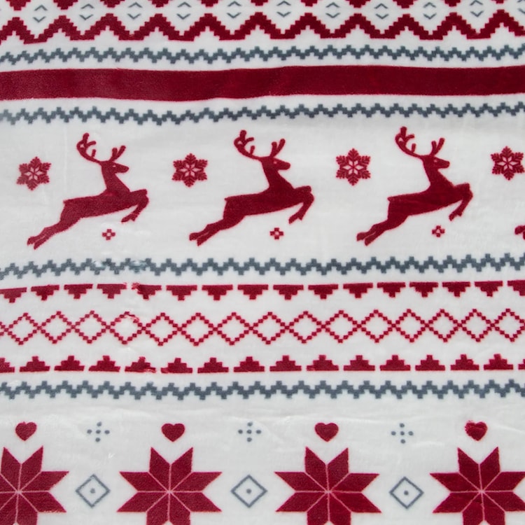 Koc Tarially 200x150 cm świąteczny biało-czerwony  - zdjęcie 3