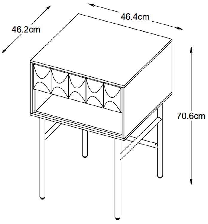 Stolik boczny Chesseo 46x46 xm z szufladą na metalowych nogach dąb espresso  - zdjęcie 4