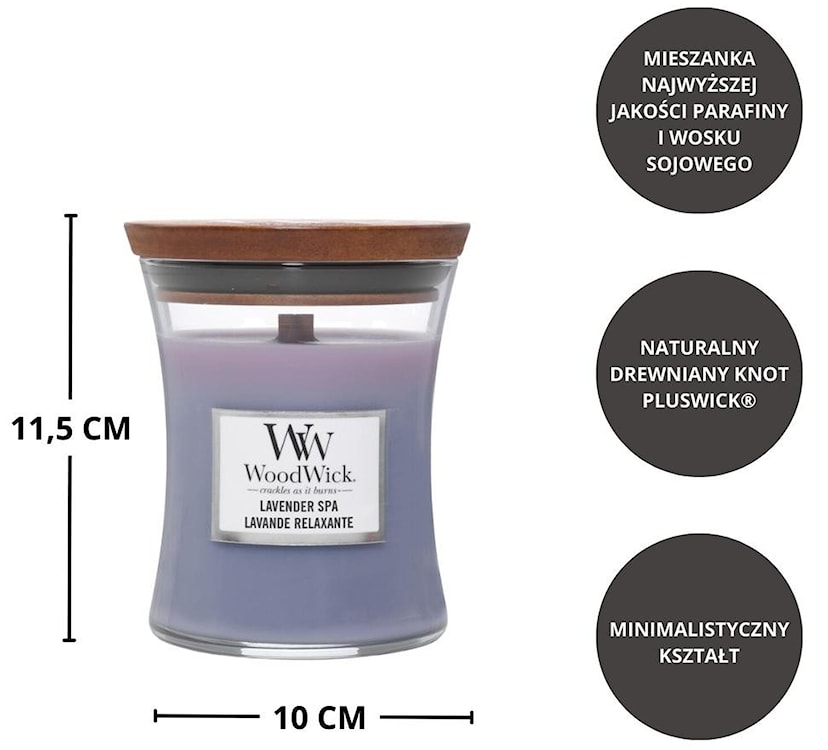 Świeca zapachowa Woodwick Lavender SPA 275 g  - zdjęcie 5