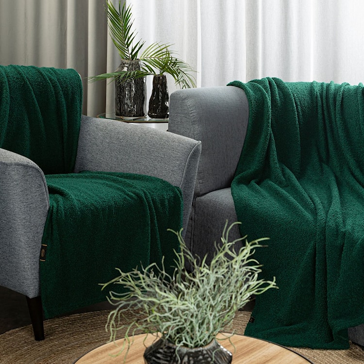 Koc Bukla 200x150 cm ciemnozielony  - zdjęcie 3