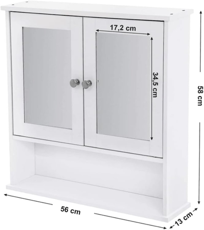 Szafka łazienkowa wisząca Muddon 56x13x58 cm z lustrem biała  - zdjęcie 7