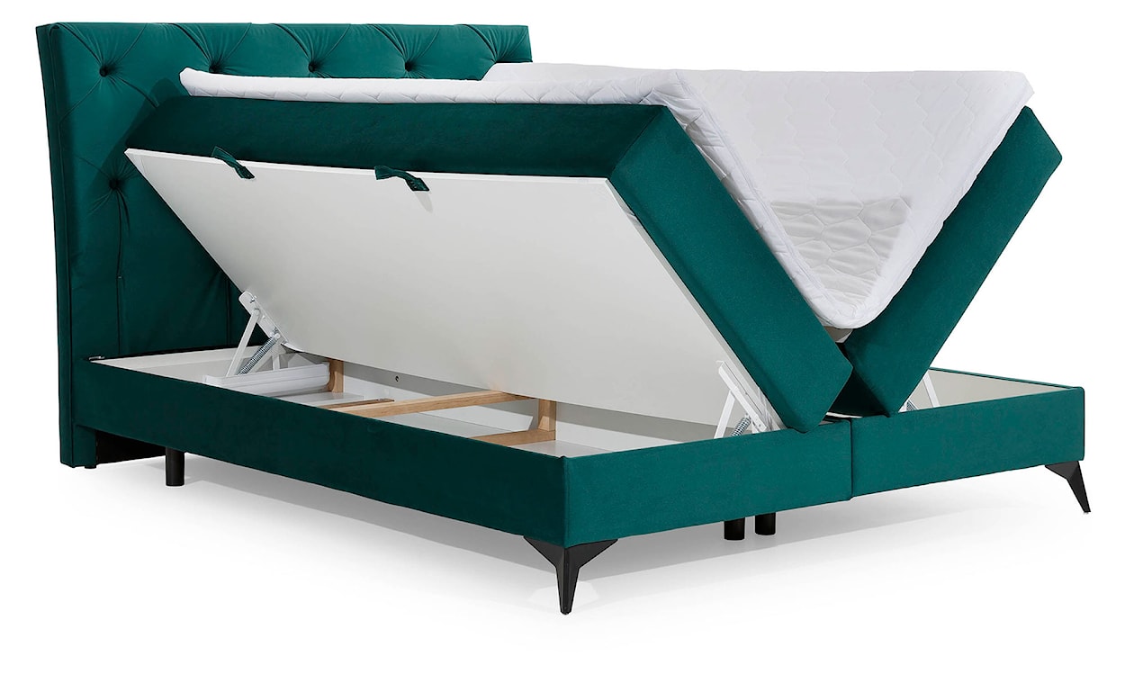 Łóżko kontynentalne Tessino 140x200 cm z pojemnikiem zielone  - zdjęcie 4